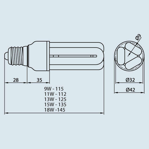 Компактная люминесцентная лампа 3U Mini