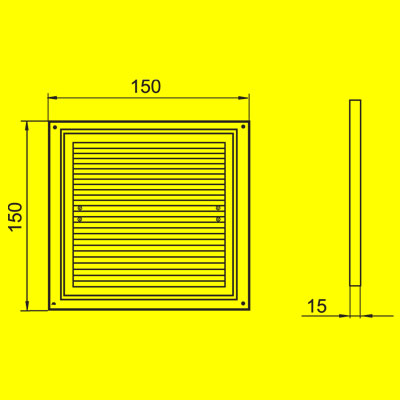 Прямоугольная вентиляционная решетка ДВ 150х150с