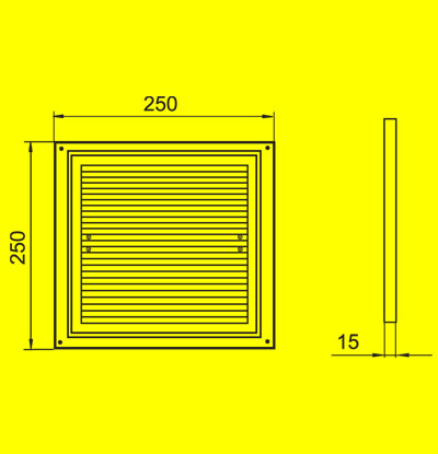 Прямоугольная вентиляционная решетка ДВ 250х250с