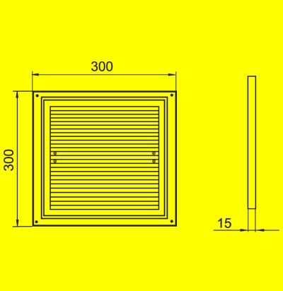 Прямоугольная вентиляционная решетка ДВ 300х300с